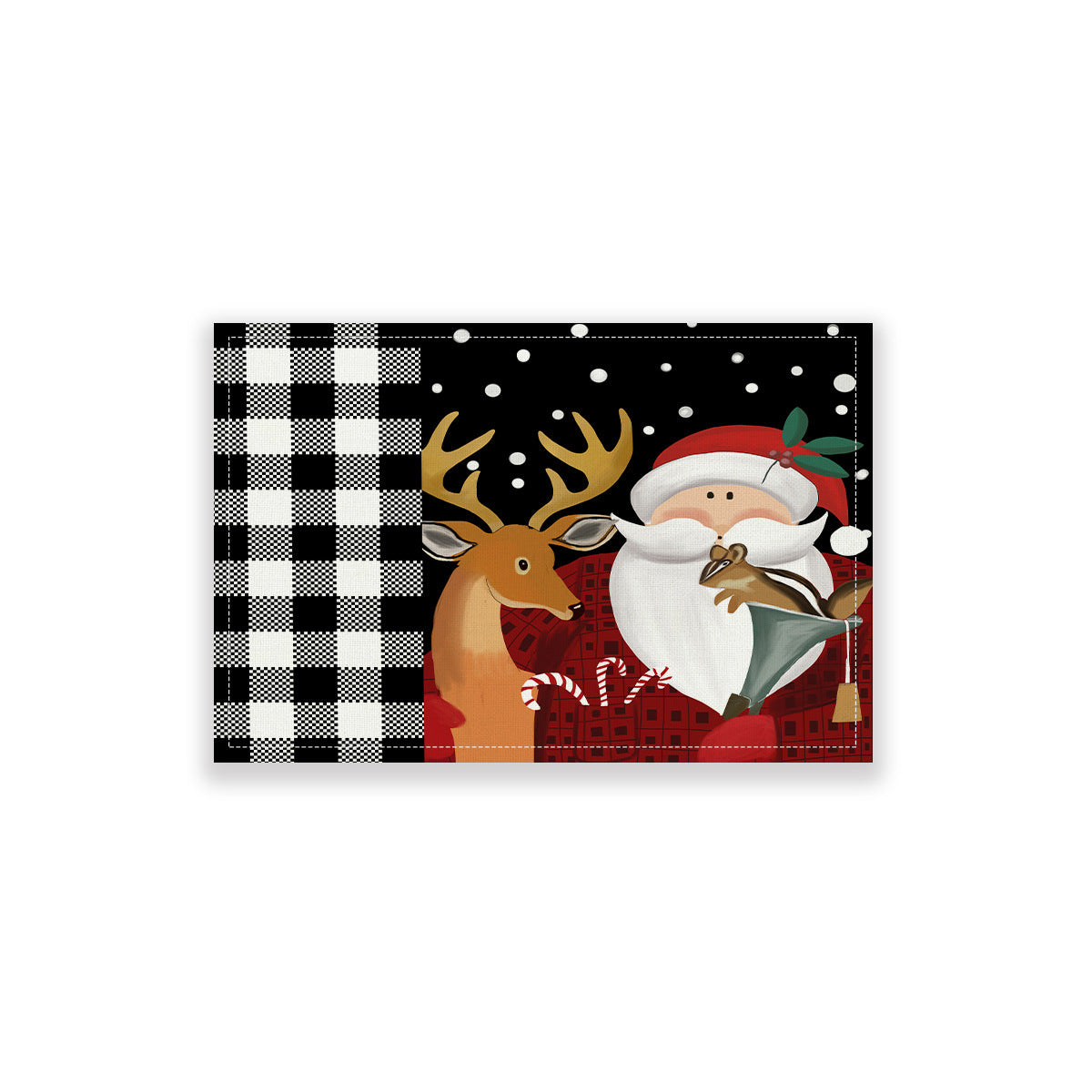 Wholesale 10pcs/pack Household Christmas Linen Printed Placemats Christmas Dining Table Non-Slip Heat Insulation Mats Wholesale Western Dining Table